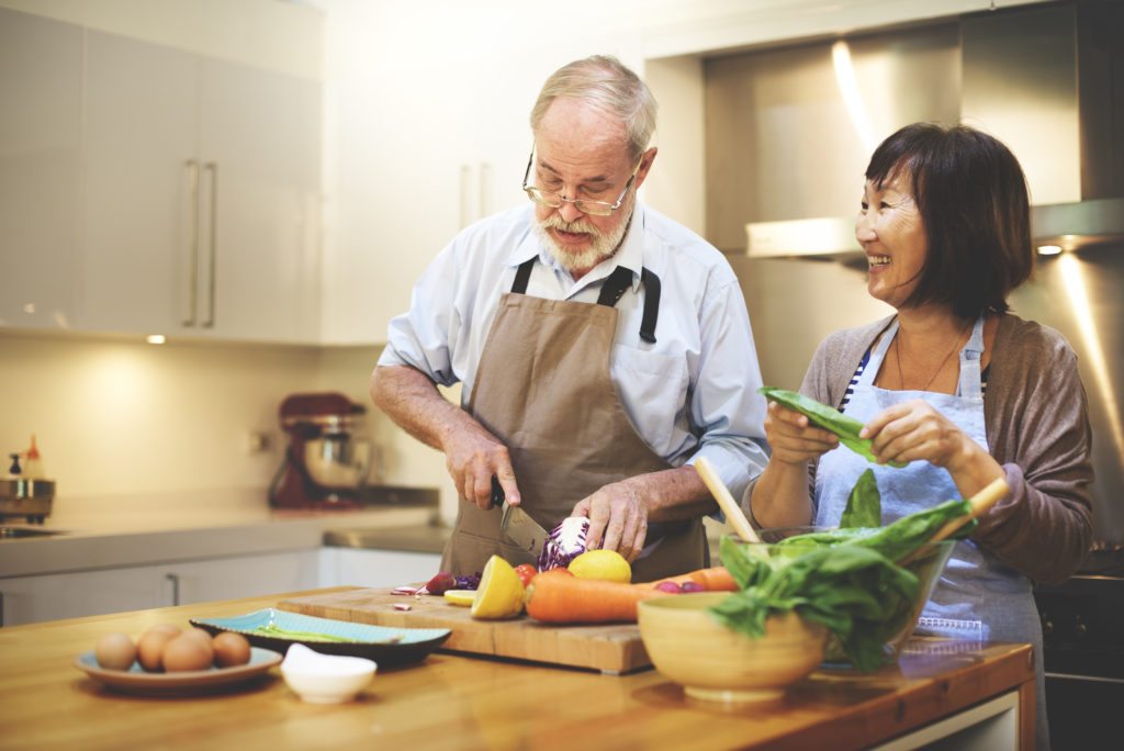 Cooking Couples Elders Kitchen Food Happiness Family Fresh Meal Cooking Couples Elders Kitchen Food Happiness Family Fresh Meal Home Concept